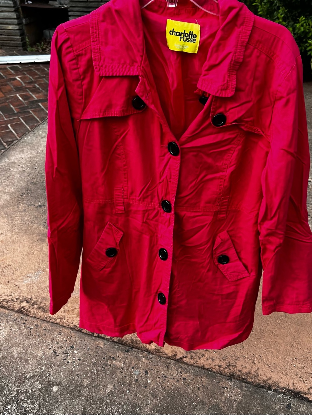 Charlotte Russe Womens hot pink/ magenta trench/  Button-Front Jacket